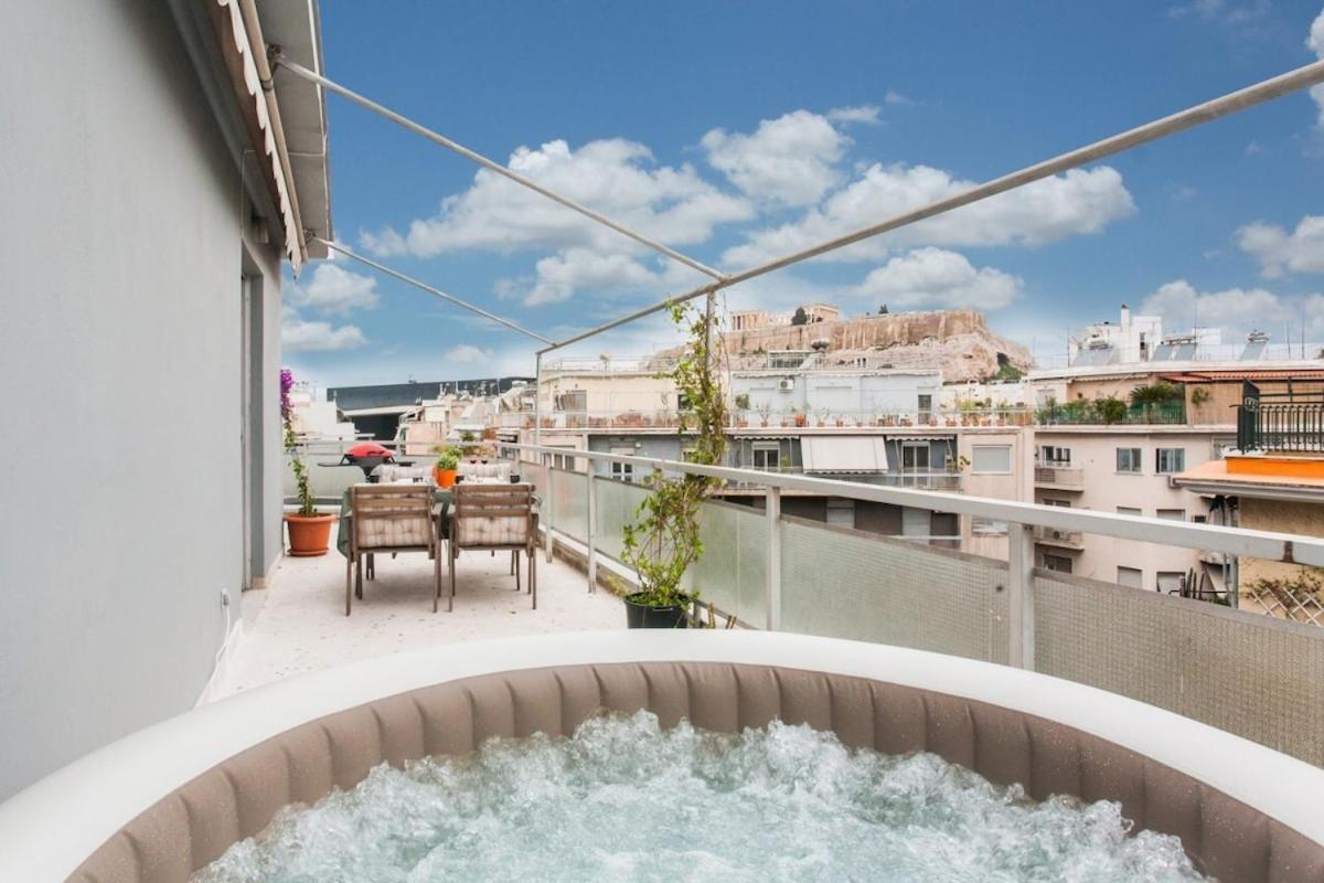 Lovely Apt W/Heated Jacuzzi &Full Acropolis View Atenas Exterior foto